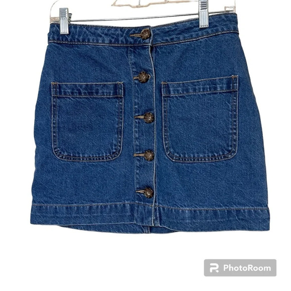 Free People We The Free Denim "Don’t Get Me Wrong" Button Skirt size 26 - Picture 1 of 10